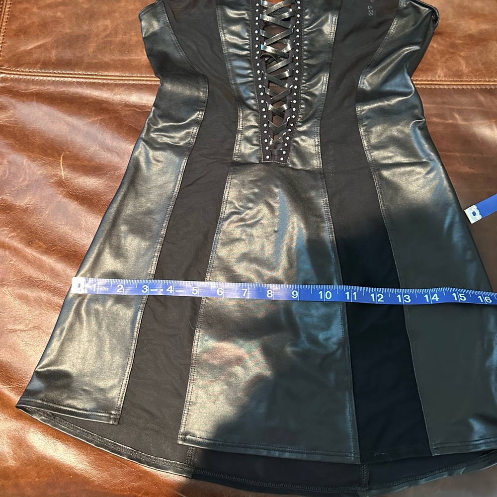 Patrice Catanzaro France Assia Dress, Black Wetlook with Sheer Panels, size L - Picture 6 of 8